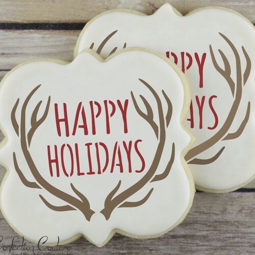 Happy Holidays Message Cookie Stencil Custom Stencil Etsy