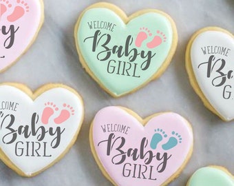 Welcome Baby Cookie Stencil | Gender Reveal, Baby Shower
