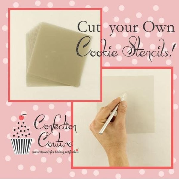 Cut-Your-Own Stencil Material | DIY Cookie Stencil | DIY Craft Stencil | Make Your Own Stencil | 4mil Plastic Mylar  | Confection Couture |