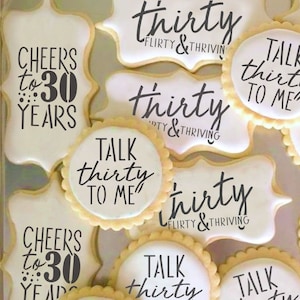 Talk Thirty to Me Cookie Stencil | 30th Birthday Cookie Stencil | DIY 30th Birthday Stencil | Arts & Crafts Stencil | Confection Couture |