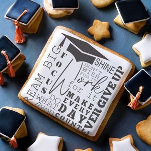 Graduation Subway Cookie Stencil | Graduation Cookie Stencil | Graduation Cake Stencil | Graduation Craft Stencil | Confection Couture |