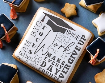 Graduation Subway Cookie Stencil | Graduation Cookie Stencil | Graduation Cake Stencil | Graduation Craft Stencil | Confection Couture |