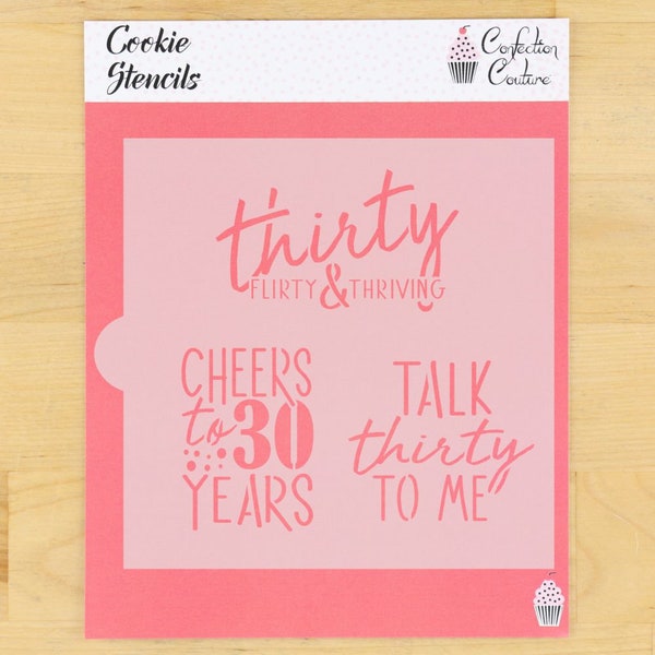 Talk Thirty to Me Cookie Stencil | 30th Birthday Cookie Stencil | DIY 30th Birthday Stencil | Arts & Crafts Stencil | Confection Couture |