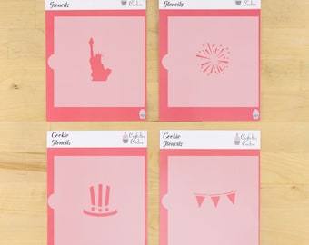 Patriotic Cookie Stencil | 4th of July Cookie Stencils | Statue of Liberty Cookie Stencil | Fireworks Cookie Stencil