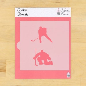 Ice Hockey Cookie Stencil | Sports Cookie Stencil | Player Silhouette Stencil | DIY Stencil | Arts & Crafts Stencil | Confection Couture |