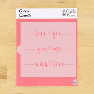 Love Script Cookie Stencil | Valentine's Cookie Stencil | DIY Valentine's Stencil | I Love You Cookie | Arts & Crafts | Confection Couture |