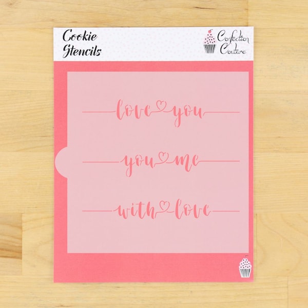 Love Script Cookie Stencil | Valentine's Cookie Stencil | DIY Valentine's Stencil | I Love You Cookie | Arts & Crafts | Confection Couture |