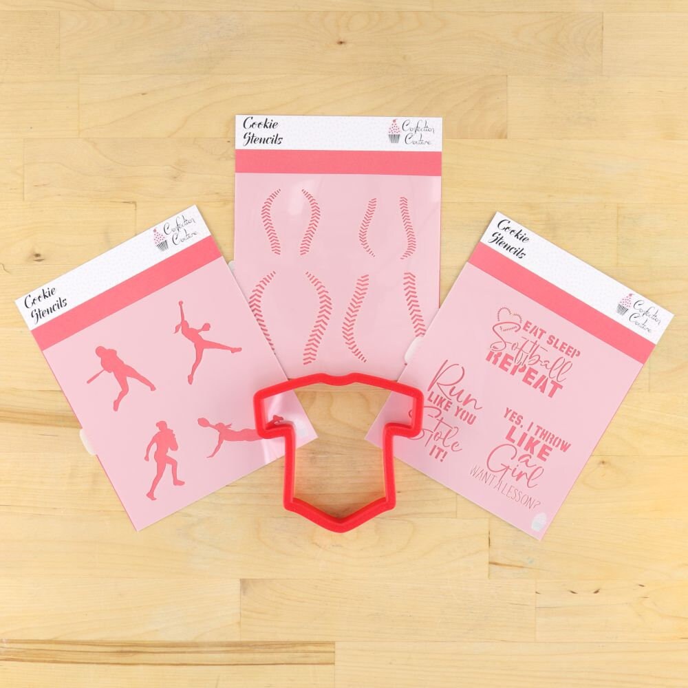 Softball Cookie Stencil Bundled Set | Softball Player Cookie Stencils ...