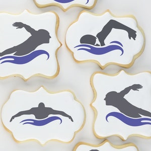 Swimmers Cookie Stencil | Swimmer Silhouette Stencil | Swim Meet Cookie Stencil | Swimming Arts & Crafts Stencil | Confection Couture |