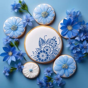 Verziertes Blumen Cookie Stencil
