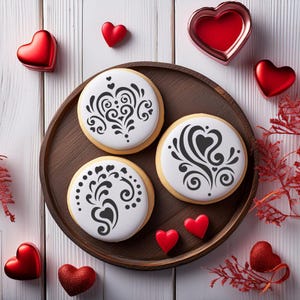 Amore Runde Cookie Schablonen-Set von Designer Stencils | DIY Valentinstag Kekse | DIY Valentinstag Kunsthandwerk