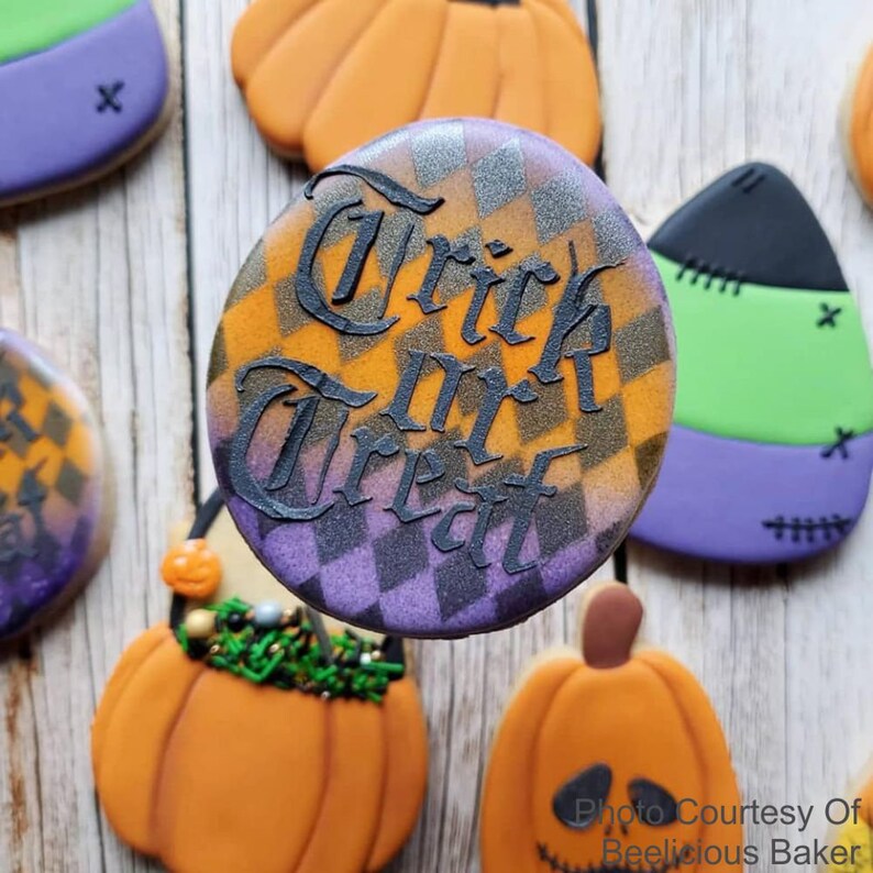 Trick Or Treat Halloween Cookie Stencil by Confection Couture