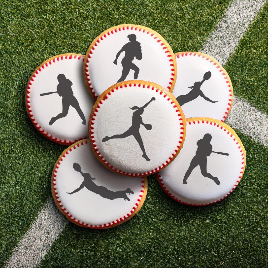Softball Players Cookie Stencil | Birthday Game Cookies - Etsy