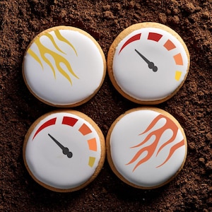 Race Car Speedometer and Flame Cookie Stencil | Car Themed Cookie Stencils | Car Themed Cookies | Race Car Cookies
