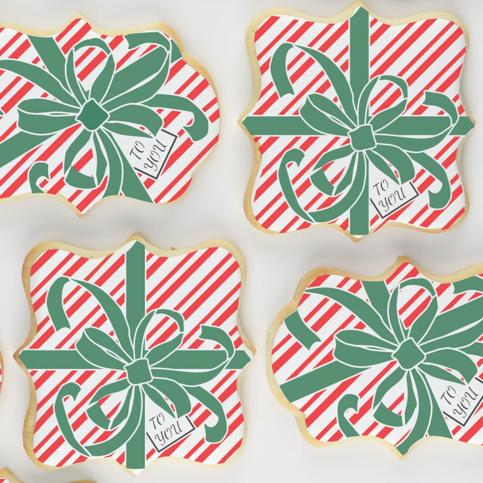 Candy Cane Gift Wrap Cookie Stencil With Masking Piece Etsy