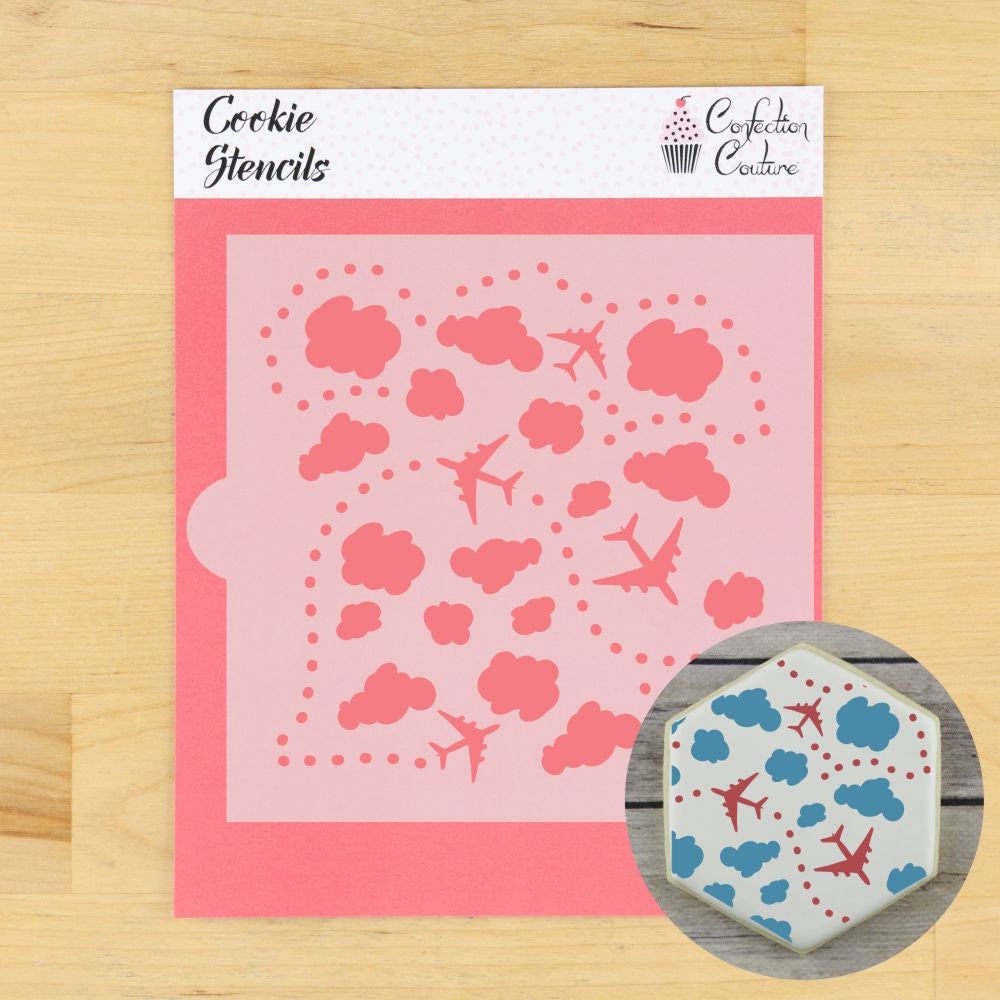 In The Clouds Cookie Stencil | Airplane Cookie Stencil | Cloud Cookie Stencil | 1st Birthday Cookie Stencil | 2nd Birthday Cookie Stencil |