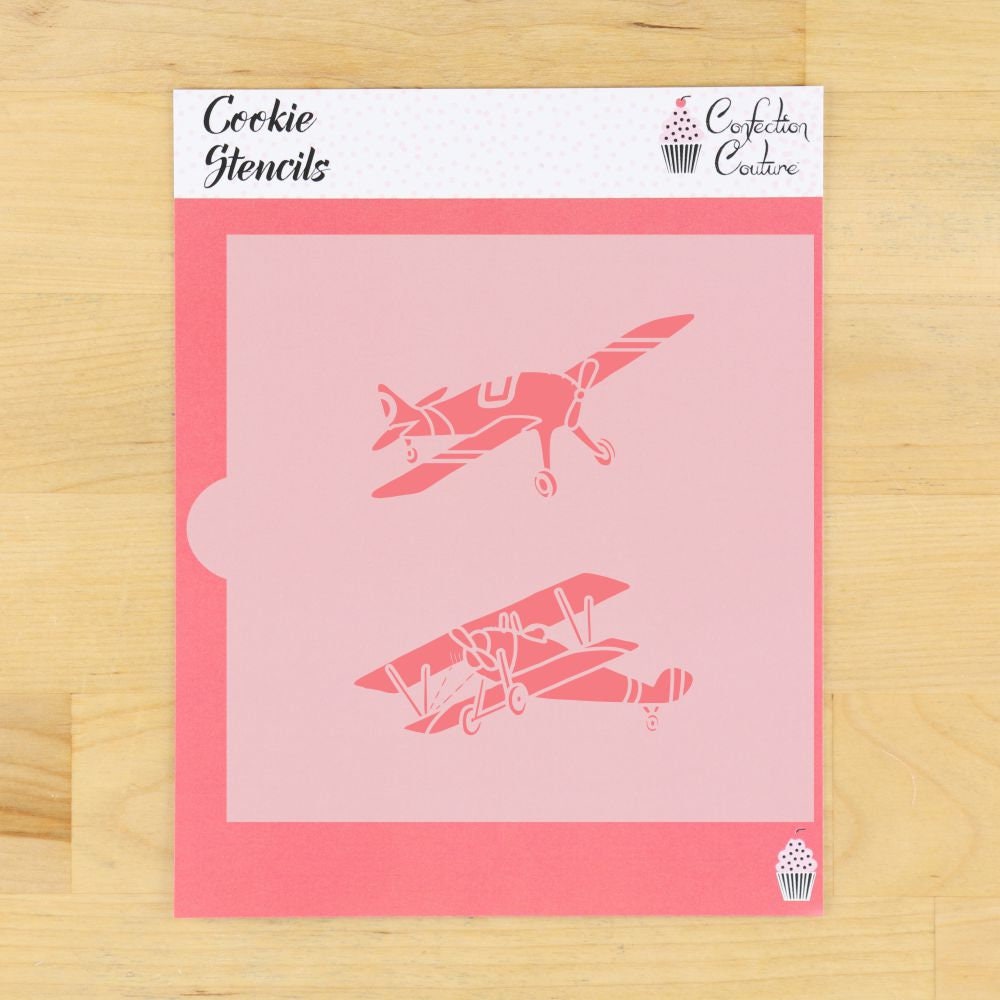 Biplanes Cookie Stencil | Airplane Cookie Stencil | Kids Birthday Cookie Stencils | Plane Cookie Stencils | Confection Couture |