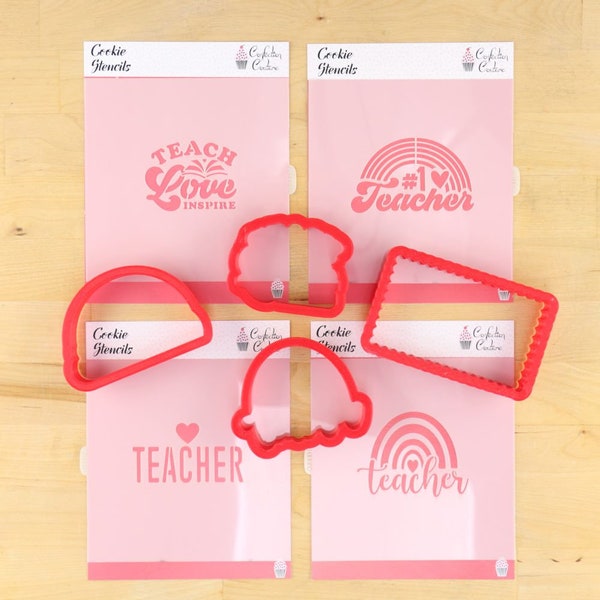 Teach Love Inspire Cookie Stencil Set  | Back to School Stencil |Teacher Appreciation Cookie Stencil | Teach Love | Confection Couture |