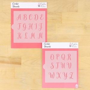 Amaretti Script Alphabet Keksschablonen-Set | Monogramm Schablone | Geburtstag | Hochzeit | Babyparty | Kunsthandwerk | Konfekt Couture |