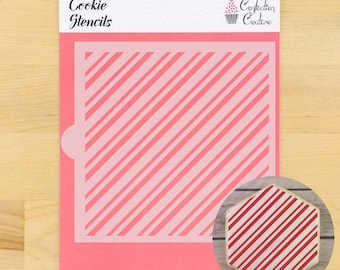 Candy Cane Stripe Cookie Stencil | Christmas Cookie Stencil | Background Cookie Stencil | Christmas Arts & Crafts | Confection Couture |