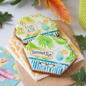 Zestaw 5 szablonów do ciasteczek Summer Fun Prettier Plaques | Szablon do ciasteczek Julia Usher | Ciasto | Chleb | Rękodzieło | Confection Couture |