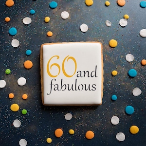 60 and Fabulous Cookie Stencil | Birthday Cookie Stencils | 60th Birthday Stencils | Lettering Stencil | Cookie Stencils | Designer Stencils