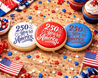 Plantilla para galletas 250 años de Estados Unidos / Cuatro de julio / Feliz cumpleaños Estados Unidos / Confection Couture /
