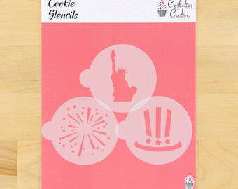 Fireworks Round Cookie Stencils | Fourth of July Macaron Stencils | 4th of July Oreo Stencils | 4th of July Cookie Stencils |