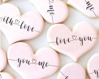Love Script Cookie Stencil | Valentine's Cookie Stencil | DIY Valentine's Stencil | I Love You Cookie | Arts & Crafts | Confection Couture |