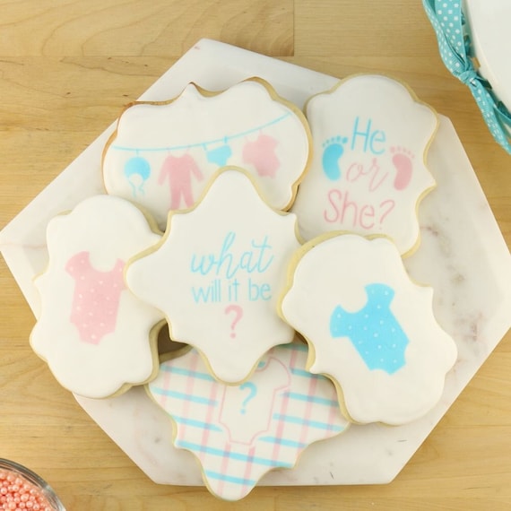 Gender Reveal Cookie Stencil Set | Baby Shower Cookie Stencil | DIY Gender Reveal Stencil | Arts & Crafts Stencil | Confection Couture |