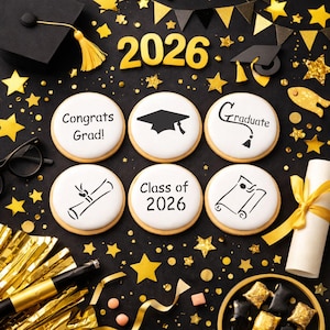 Graduate Round Cookie Stencil Set | Designer Stencils | Class of 2026 | Congrats Grads | Grad Party |