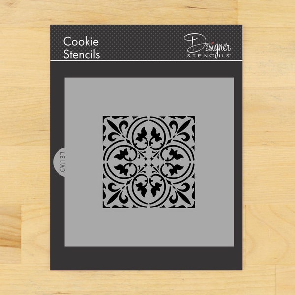 Scroll Tile Cookie Stencil | Designer Stencils | Ginger Jar Stencil | Lemon Cookie Stencil | Tile Cookie Stencils