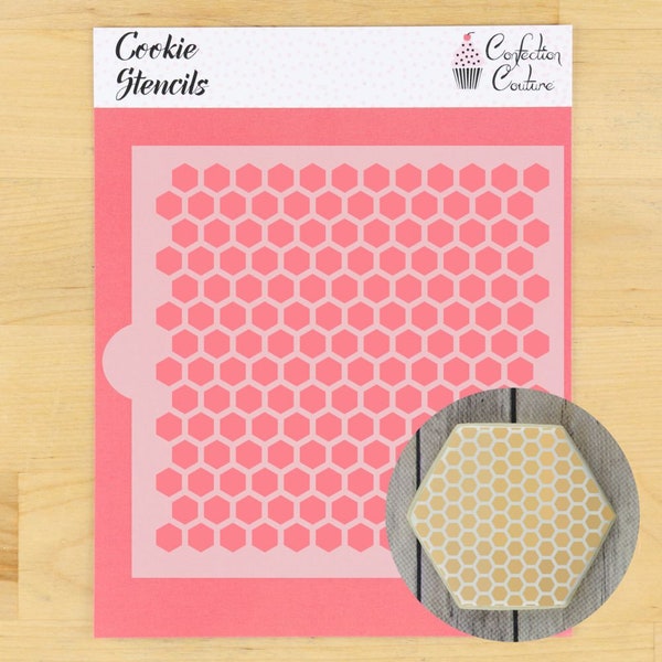 Honeycomb Pattern Cookie Stencil | Bee Cookie Stencil | Bumblebee Cookie Stencil | What Will It Bee Cookie Stencil | Confection Couture |