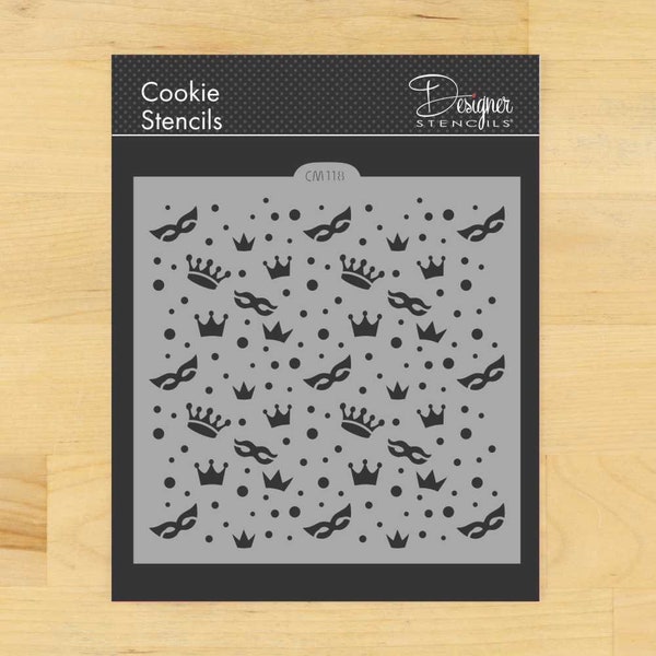 Mardi Gras - Purim Cookie Stencil | Mardi Gras Cookie Stencil | Allover Cookie Stencils | Purim Cookie Stencils | Designer Stencils