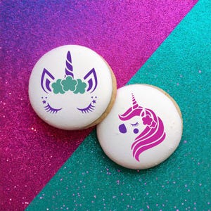 Unicorn Round Cookie Stencil Set by Designer Stencils | Cake Stencil | Bread Stencil | Cookie Cutter | Arts & Crafts Stencil | DIY Stencil