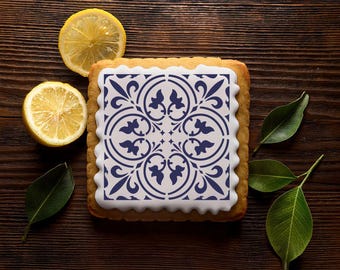 Scroll Tile Cookie Stencil | Ginger Jar Stencil | Lemon Cookie Stencil| Designer Stencils  | Tile Cookie Stencils