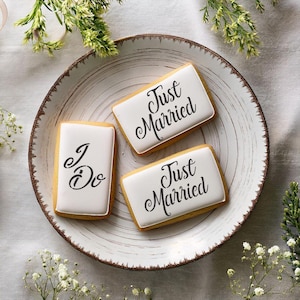 I Do Just Married Cookie Stencil |  Designer Stencils | Bride and Groom Wedding Cookie Stencils | Wedding Shower Cookie Stencils