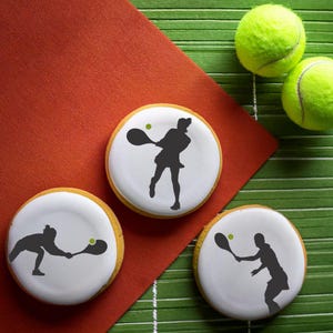 Women Tennis Players Cookie Stencil | Tennis Player Silhouette Cookie Stencil | Tennis Arts & Crafts Stencil | DIY | Confection Couture |
