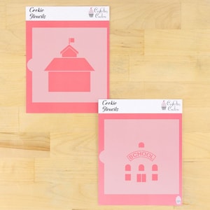 Schoolhouse Cookie Stencil with Cookie Cutter | Scholl Cookie Cutter | Back to School Cookie Stencil | Confection Couture |