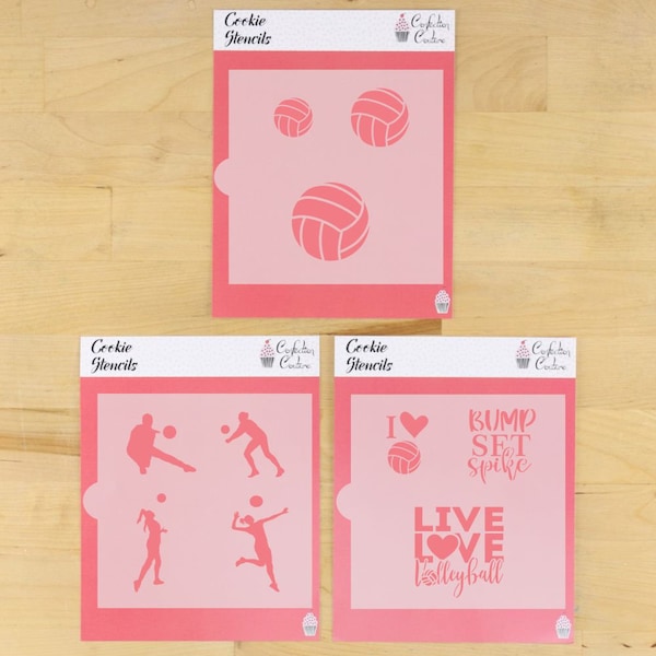 Volleyball Cookie Stencil Bundle | Volleyball Cookie Stencil | Sports Cookie Stencil | Volleyball Themed Cookies | Confection Couture |