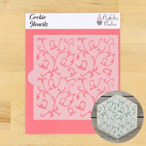 Scroll Pattern Cookie Stencil | Wedding Cookie Stencil | Birthday Cookie Stencil | Anniversary Cookie Stencil |  Confection Couture |