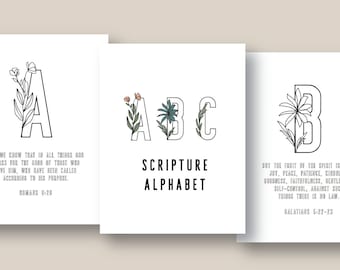 ABC Bible Verse Coloring Pages, Homeschool Printables, Scripture Alphabet, Christian Coloring Page, Children&#39;s Printables