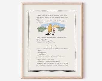 Winnie the Pooh Book Page, Pooh Bear Nursery, Classic Pooh Wall Art, Christopher Robin and Pooh Bear, Classic Winnie the Pooh