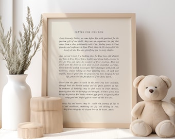 Prayer for Son, Gift for Son's Birthday, Gift for Baby Boy Shower, Family Gift for new child, New Baby Gift, Christian Boy