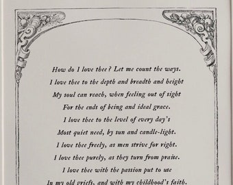 Elizabeth Barrett Browning, How Do I Love Thee? Valentine Poem, Gift for Valentine's Day, Gift for Anniversary, English Poetry, Famous Poet