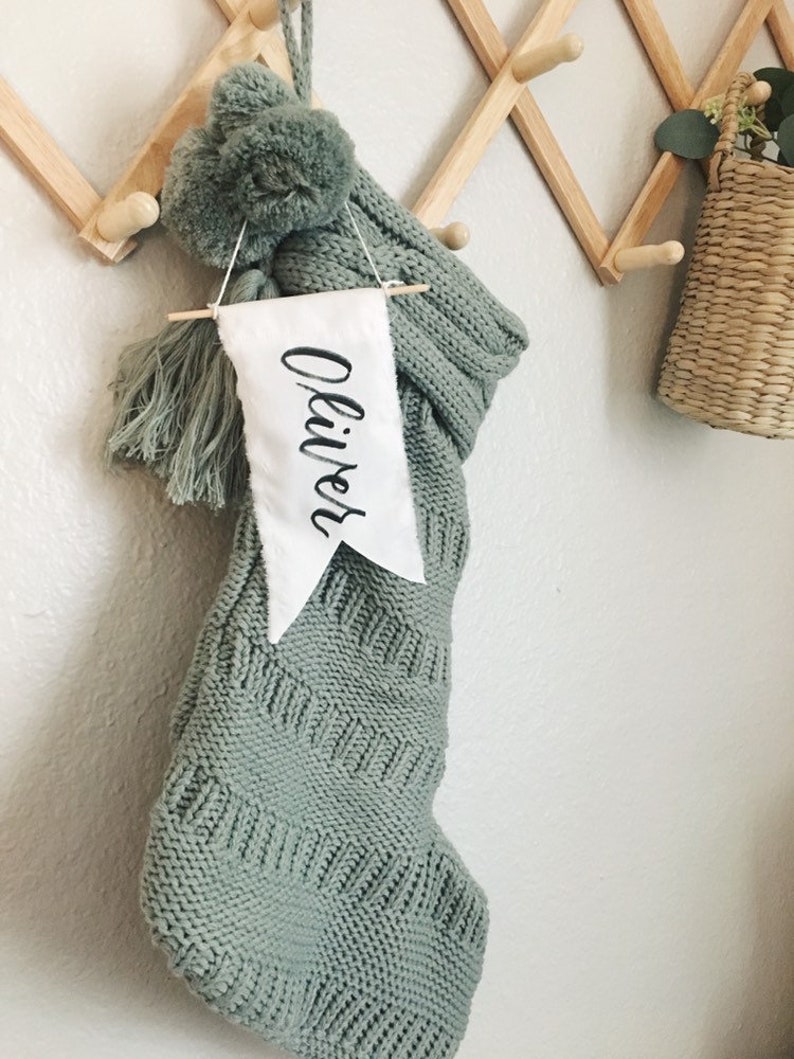 personalized stocking tags Christmas stocking tag calligraphy stocking ornament fabric stocking name tag Stocking tag