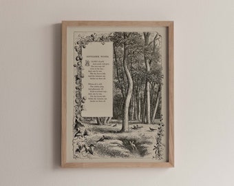 September Poem, Fall Cottagecore Print, Vintage Art, Vintage Poem