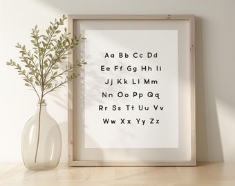 Classic Schoolhouse Art, Print Font Alphabet, Classroom Decor, Handwritten Cursive Font, Classic Alphabet Chart Set