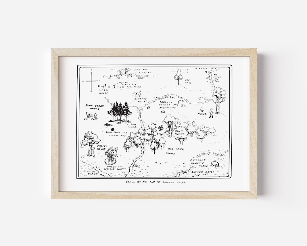 100 Acre Wood Map, Original 100 Aker Woods Poster, AA Milne, Classic Winnie the Pooh Etsy