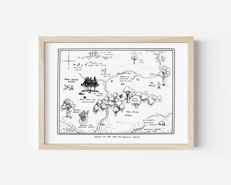 100 Acre Wood Map, Original 100 Aker Woods Poster, AA Milne, Classic ...